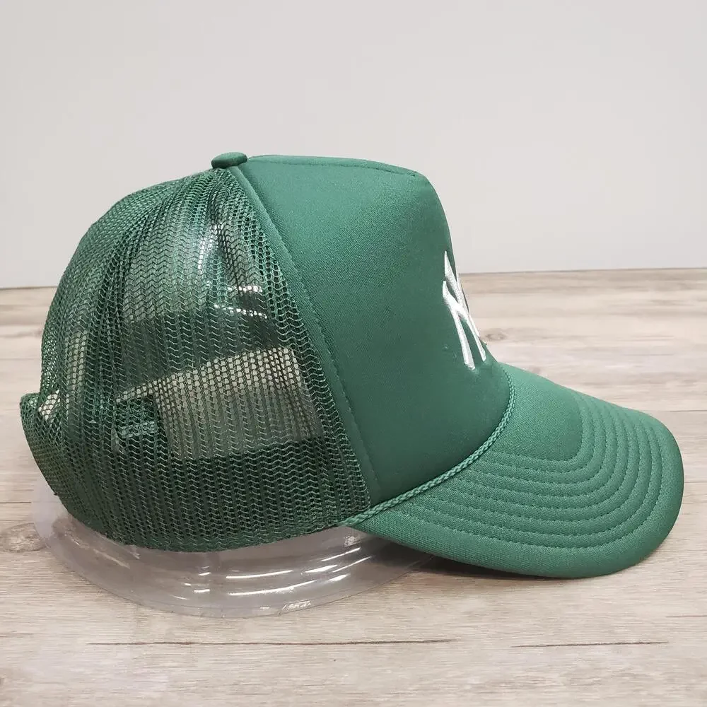 New York Yankees Hat Cap Snap Back One Size Green MLB Baseball Trucker 47 Brand
